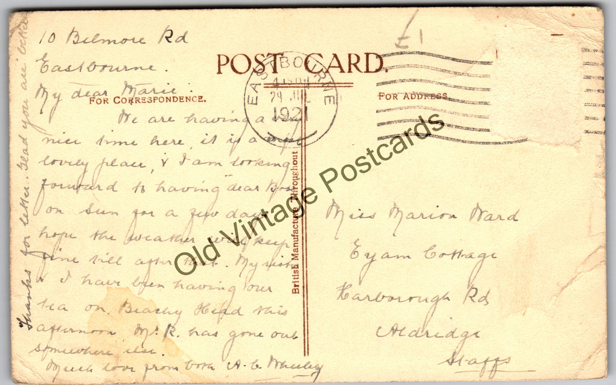 Eastbourne Postcard – Storm at the Redoubt – Posted 1921