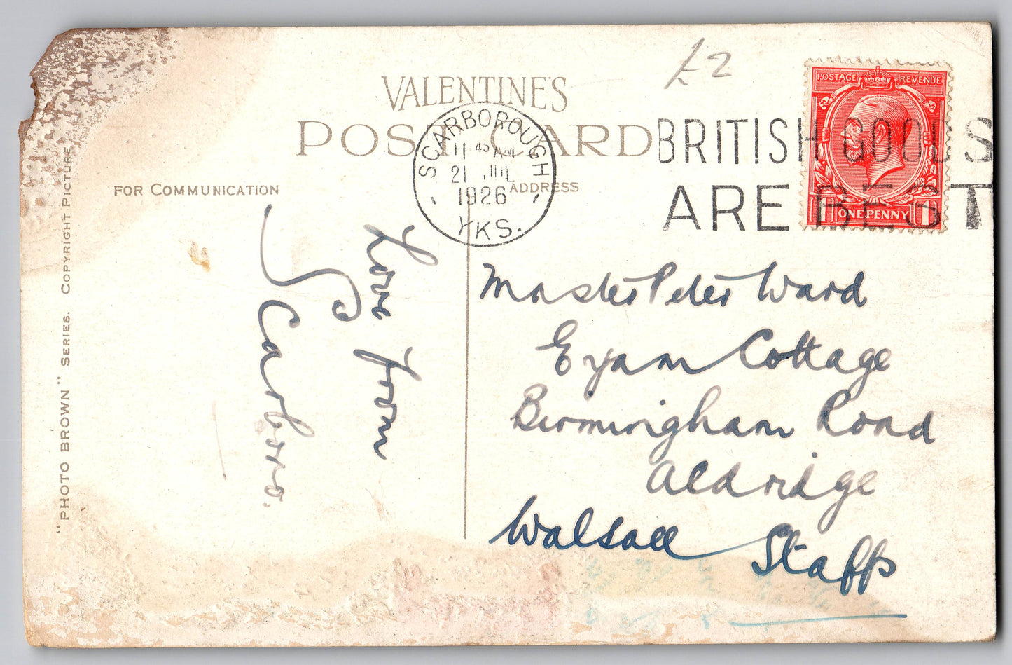 Italian Gardens Scarborough 1926 old collectable postcard view of family day out