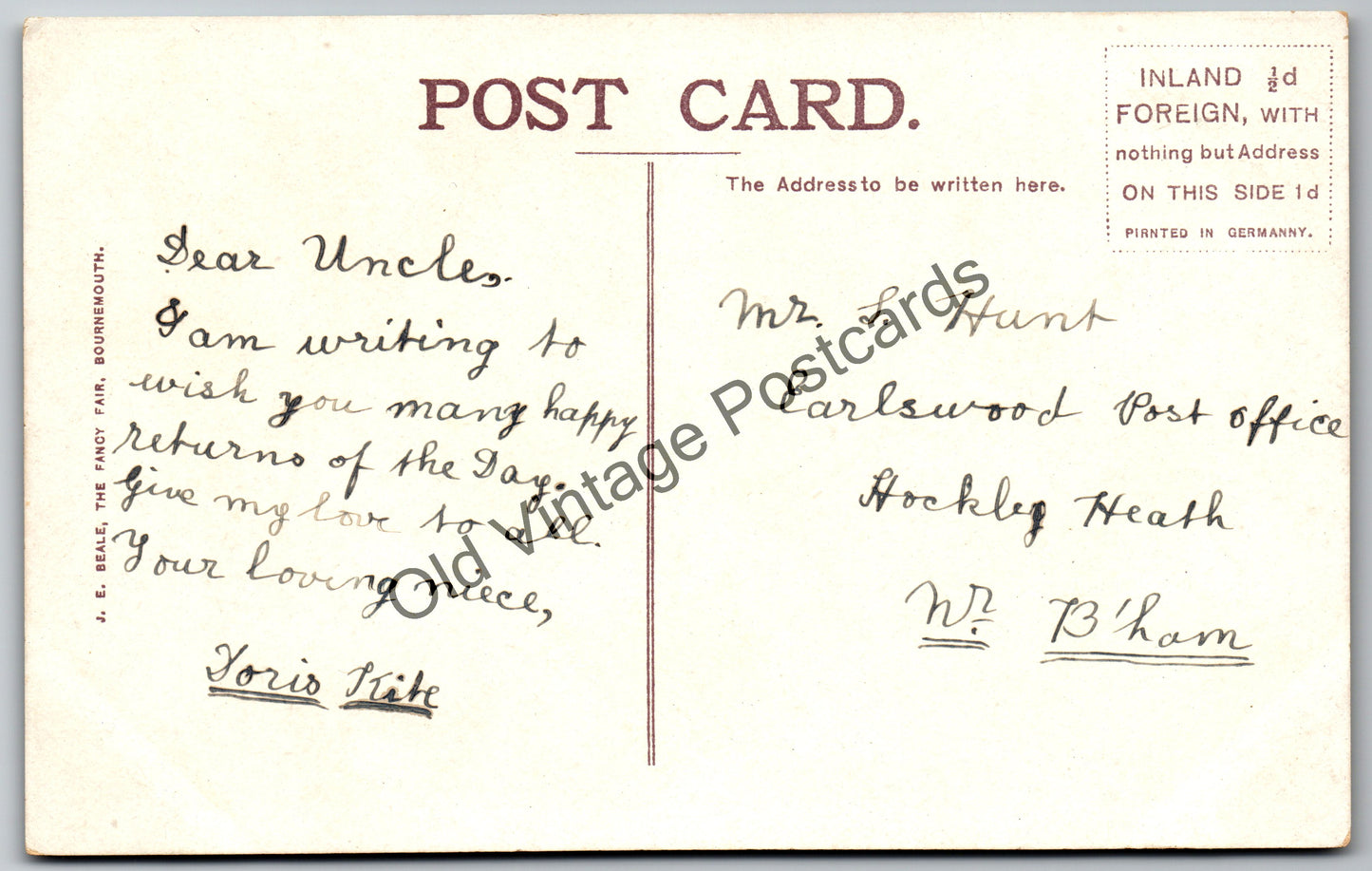 Alum Chine Bournemouth Postcard – Suspension Bridge – Unposted Early 1900s Vintage