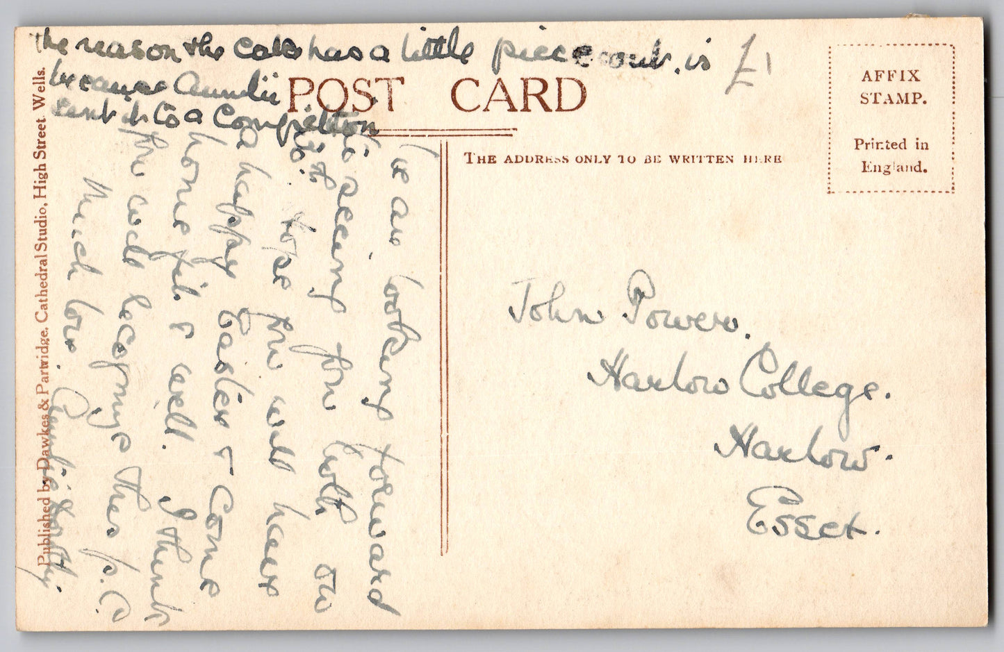 Wells Cathedral Choir Looking West interesting old postcard