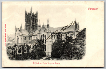 Antique Worcester Cathedral Postcard – Cathedral from Edgars Tower – Early 1900s