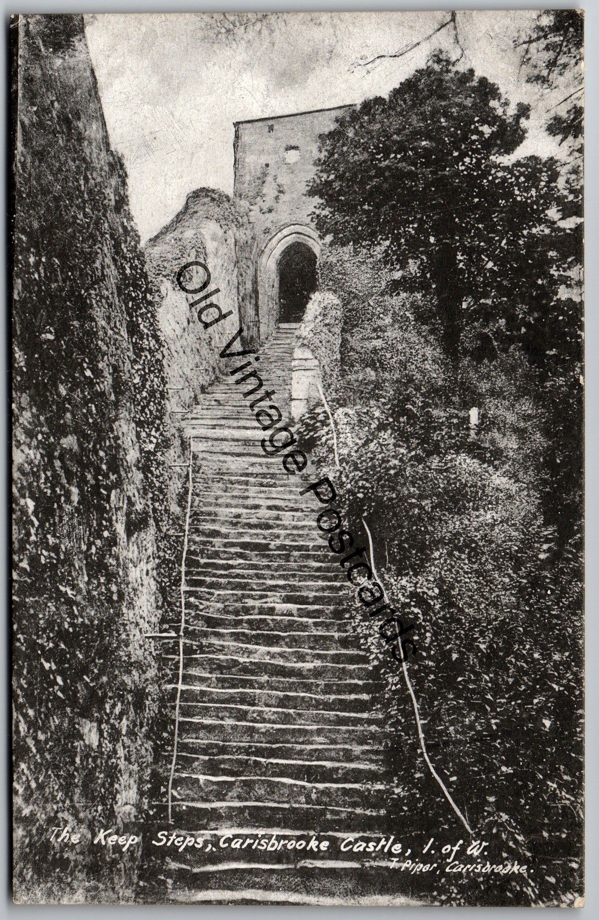 Carisbrooke Castle - The Keep Steps - Isle of Wight - unposted vintage postcard