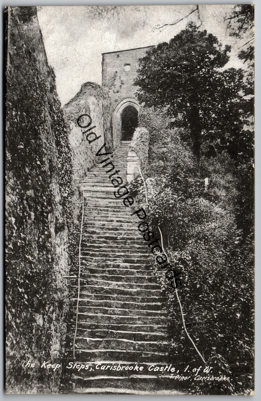 Carisbrooke Castle - The Keep Steps - Isle of Wight - unposted vintage postcard