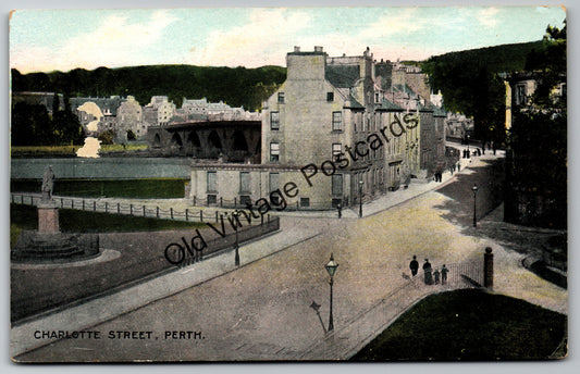 Charlotte Street Perth Postcard - West Bridge & River Tay - Unposted early 1900s vintage