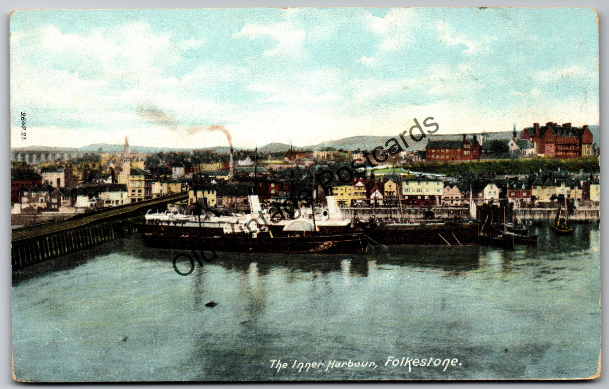 Folkestone Postcard – The Inner Harbour, Kent – Vintage Colour View