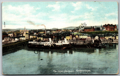 Folkestone Postcard – The Inner Harbour, Kent – Vintage Colour View