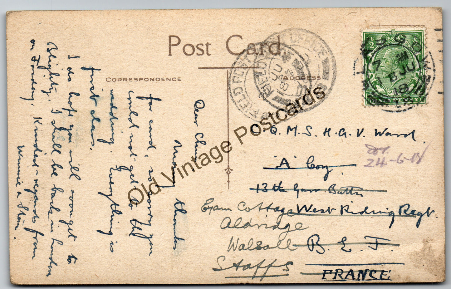 George Square Glasgow Postcard – Municipal Buildings & GPO – Posted 1918 Vintage