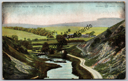 Izaak Walton Hotel from River Dove, Dovedale Postcard - Country House Hotel - Unposted early 1900s vintage