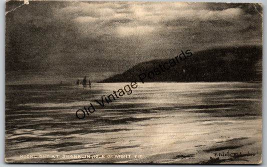Moonlight Vintage Postcard – Shanklin, Isle of Wight – Post Idl Card Series