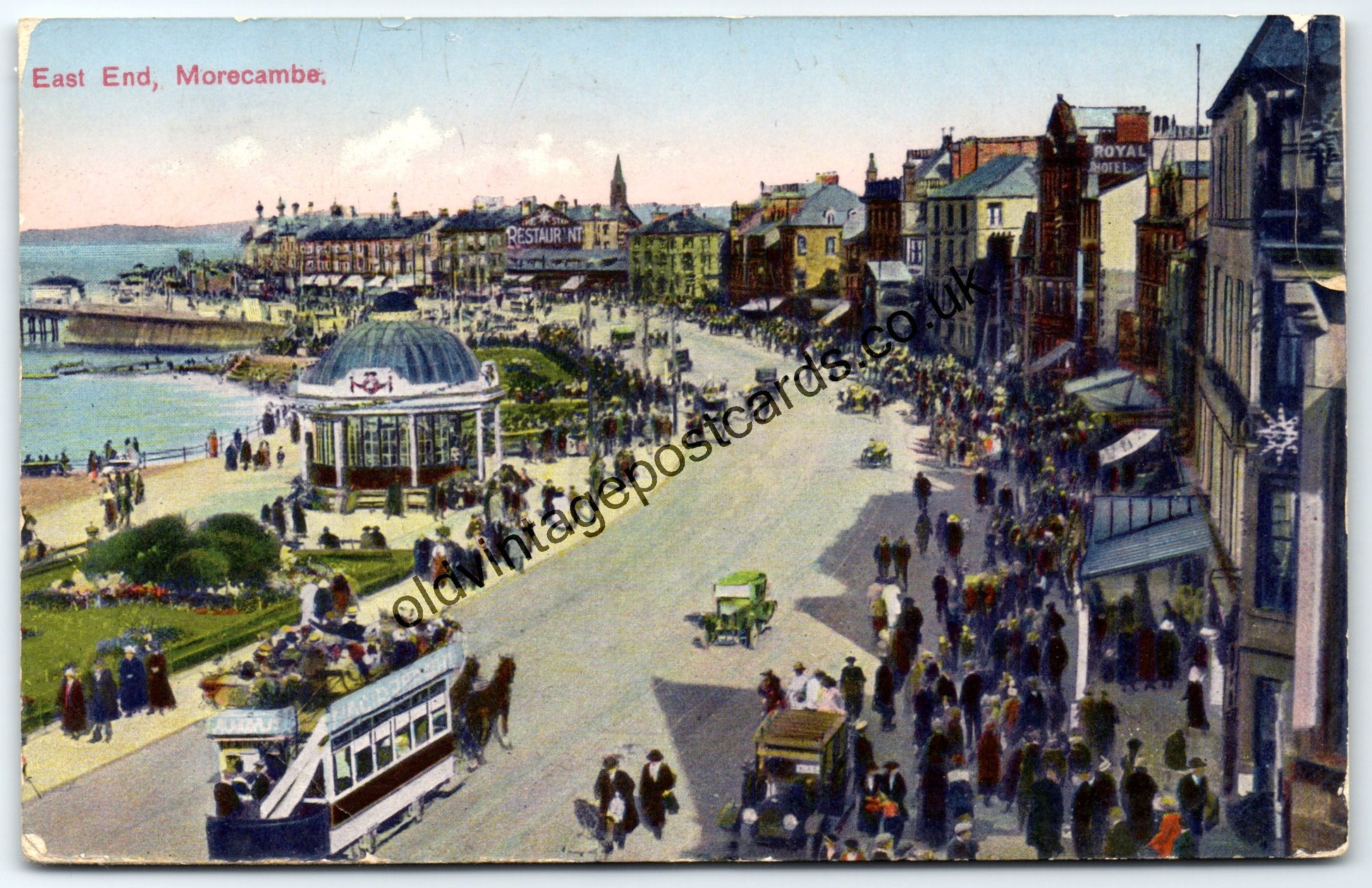 Morecambe East End 1924 old collectable postcard with street view and ...