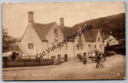 North Nibley Black Horse Inn, Gloucestershire – Old Vintage Postcard