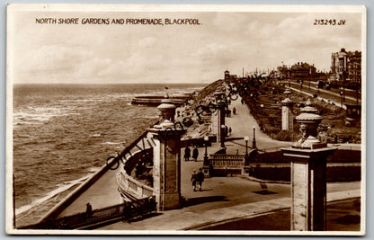 North Shore Gardens and Promenade, Blackpool – 1933 old vintage postcard