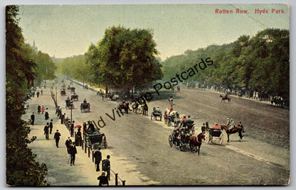 Rotten Row, Hyde Park – Horse-Drawn Carriages - London Postcard