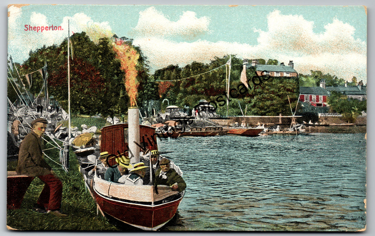 Shepperton Postcard – River Thames Boating Scene – Posted