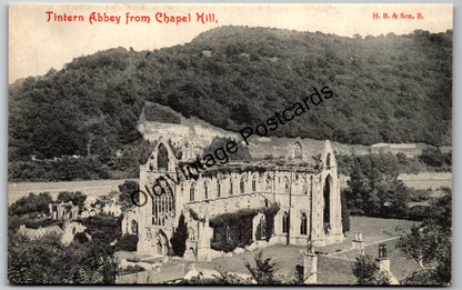 Tintern Abbey from Chapel Hill Vintage Welsh Postcard