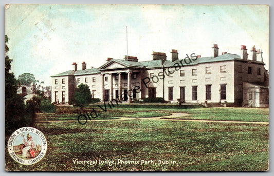 Phoenix Park Dublin Postcard – Viceregal Lodge – Posted 1906 Vintage