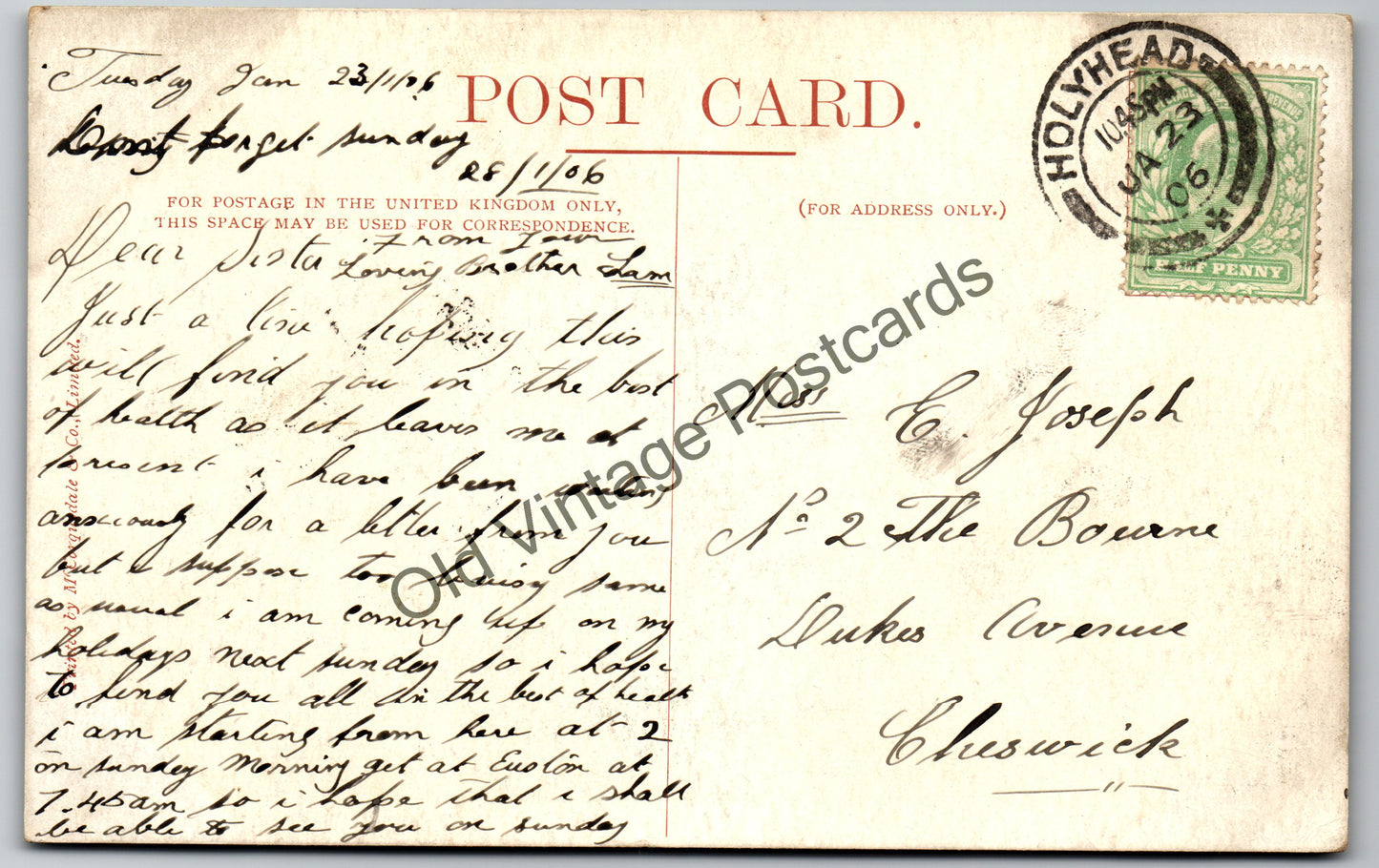 Phoenix Park Dublin Postcard – Viceregal Lodge – Posted 1906 Vintage