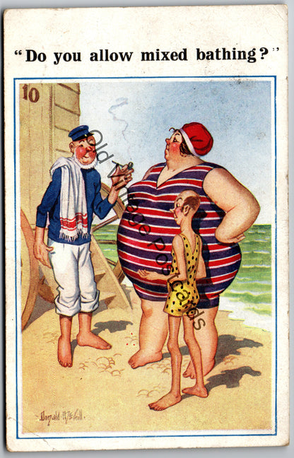 Vintage Comic Postcard – “Do You Allow Mixed Bathing?” – Milton Series