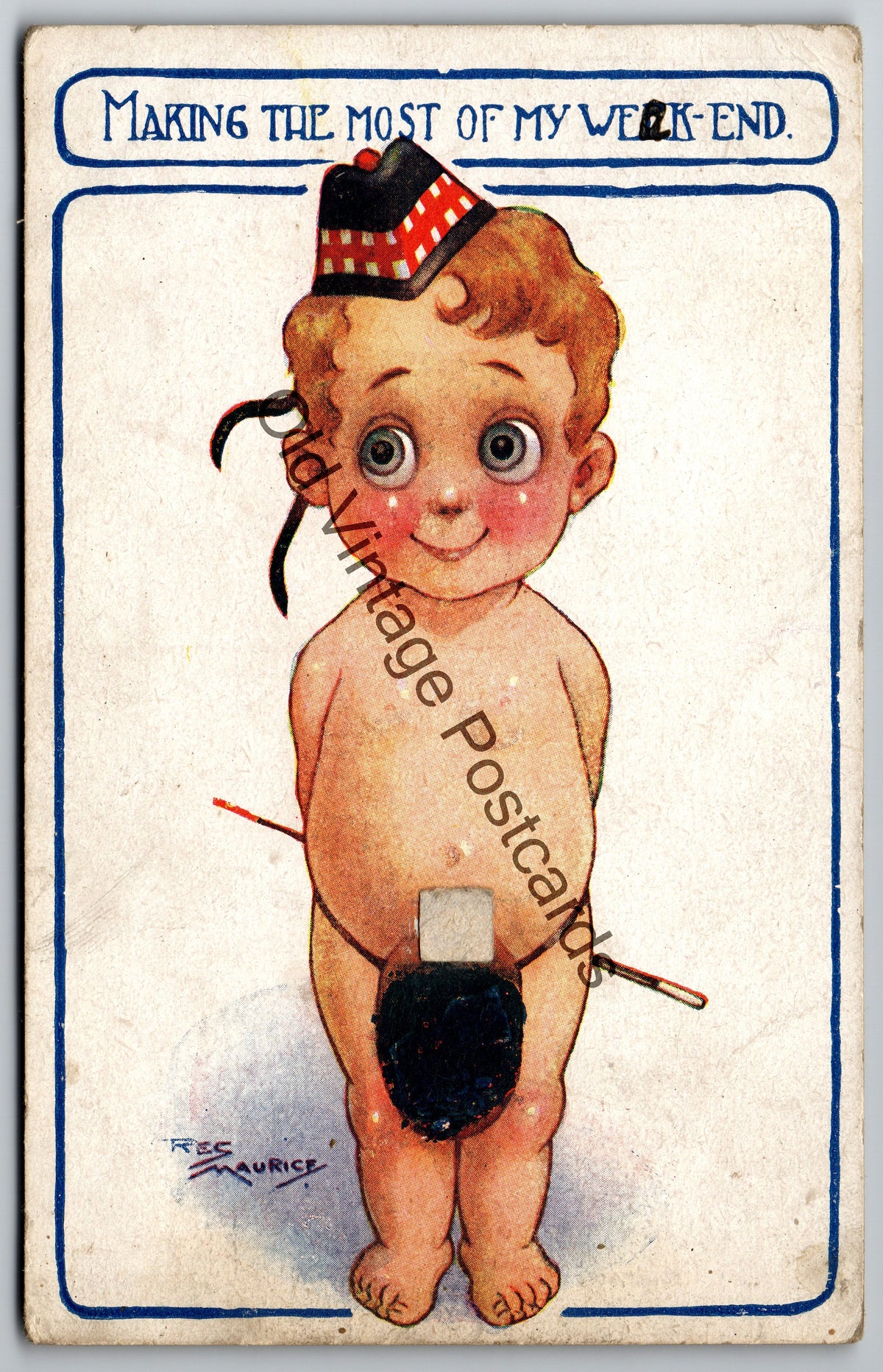 Vintage Comic Postcard – Making the Most of My Week-End – T.S. Maurice