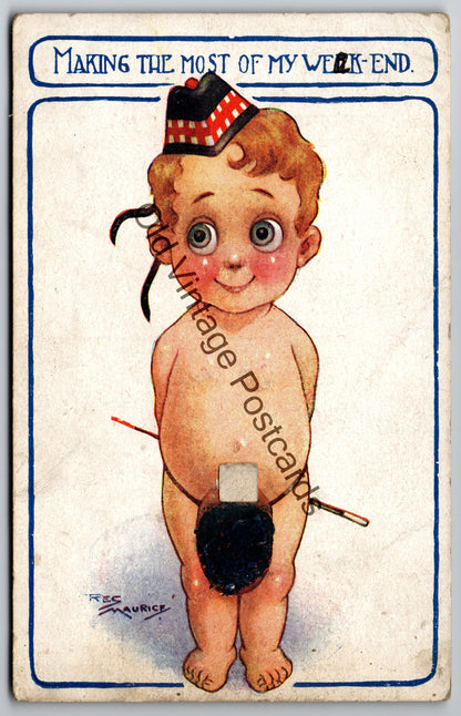 Vintage Comic Postcard – Making the Most of My Week-End – T.S. Maurice