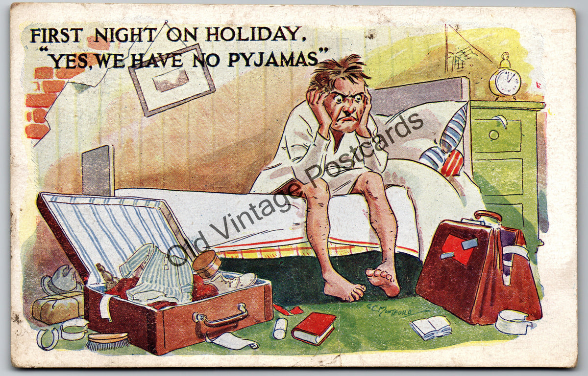Vintage Comic Postcard – “Yes, We Have No Pyjamas” – 1924