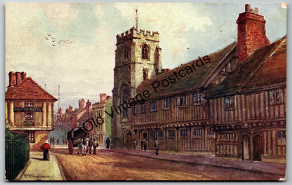 Vintage Postcard - Guild Chapel & School, Stratford-upon-Avon - Salmon Series - Early 1900s