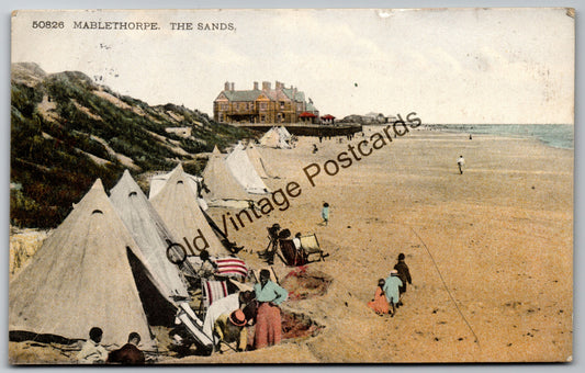 Vintage Postcard - Mablethorpe Sands, Lincolnshire - Early 1900s Seaside
