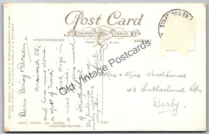Vintage Postcard - Guild Chapel & School, Stratford-upon-Avon - Salmon Series - Early 1900s