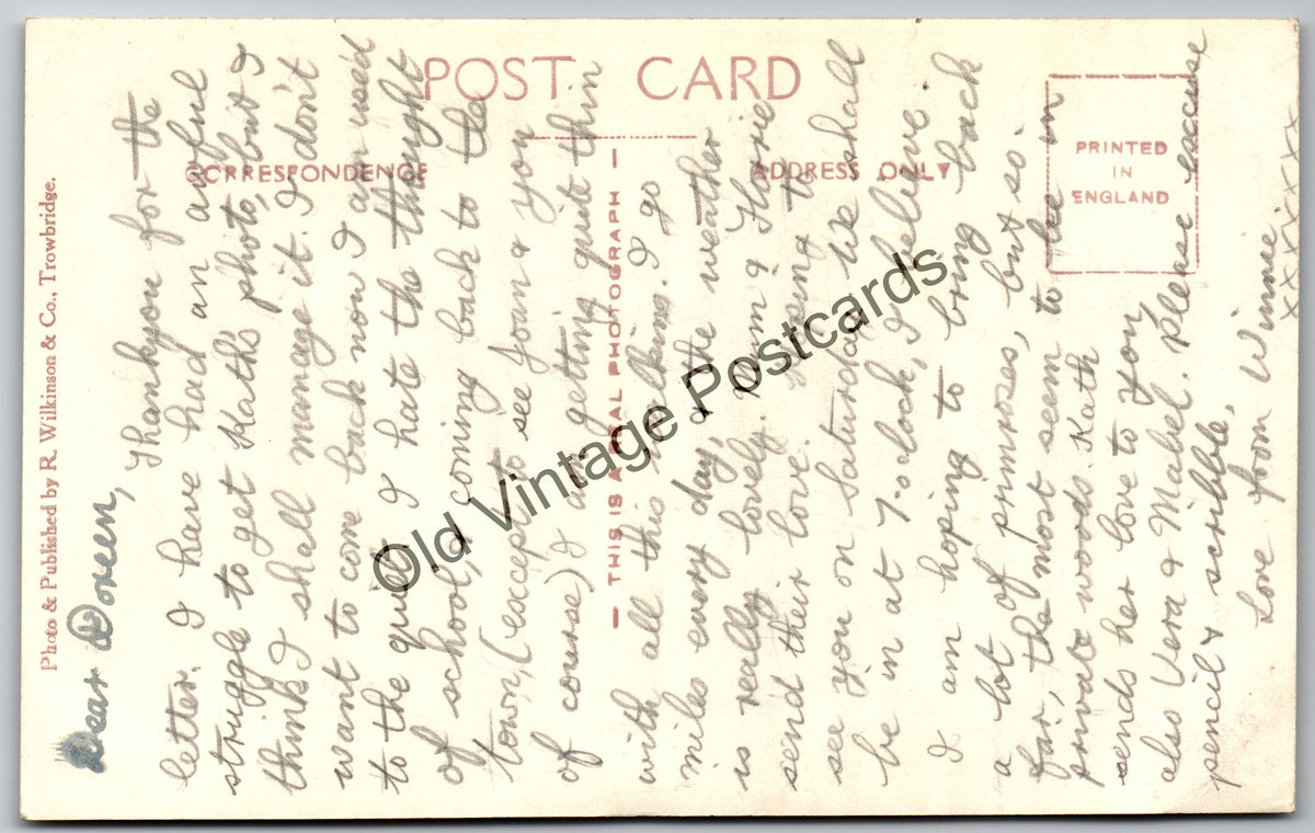 Vintage Postcard – Westbury White Horse, Wiltshire – Sheep in the Foreground